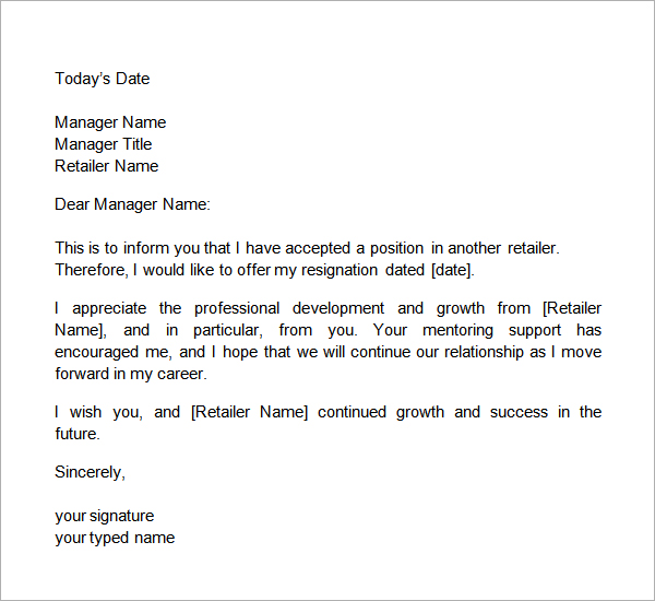 2 weeks notice letter retail two weeks notice letter retail 
