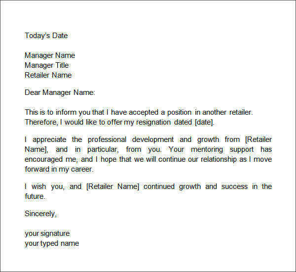 two week notice letter retail Yeni.mescale.co