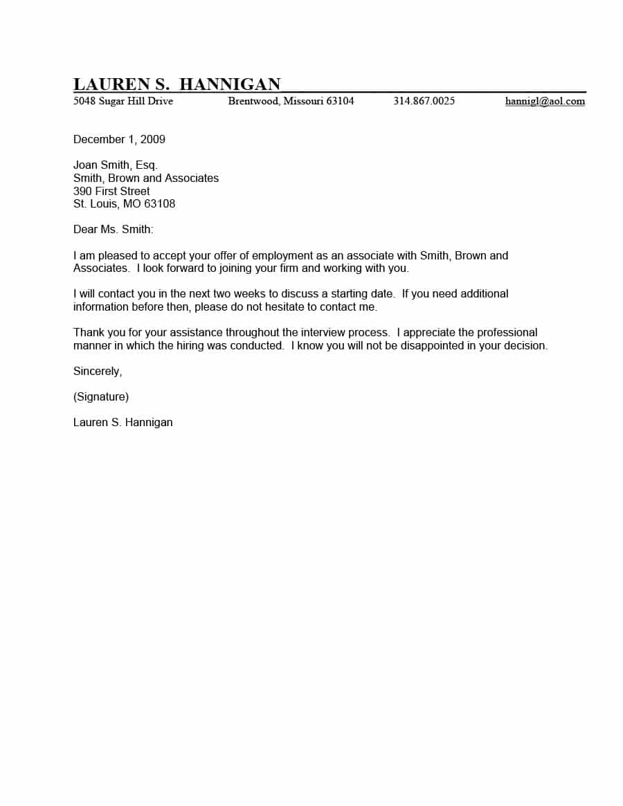 40 Professional Job Offer Acceptance Letter & Email Templates 