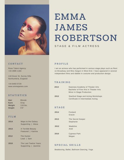 Brown Simple Photo Acting Resume Templates by Canva