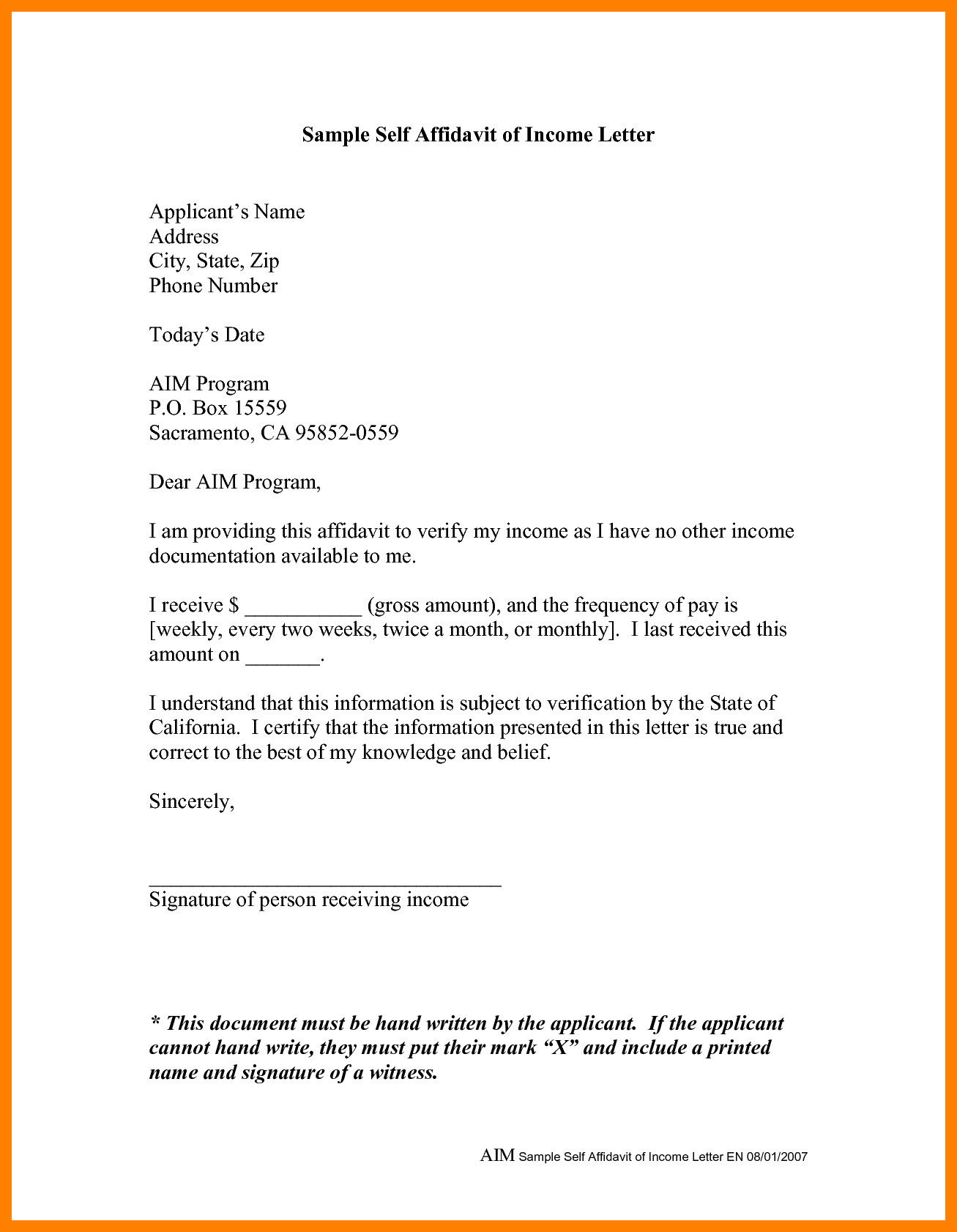 Sample Affidavit Free Sworn Affidavit Letter, Template, Format