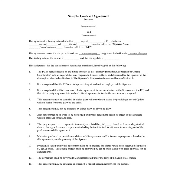contract agreement template contract agreement templates emsec 