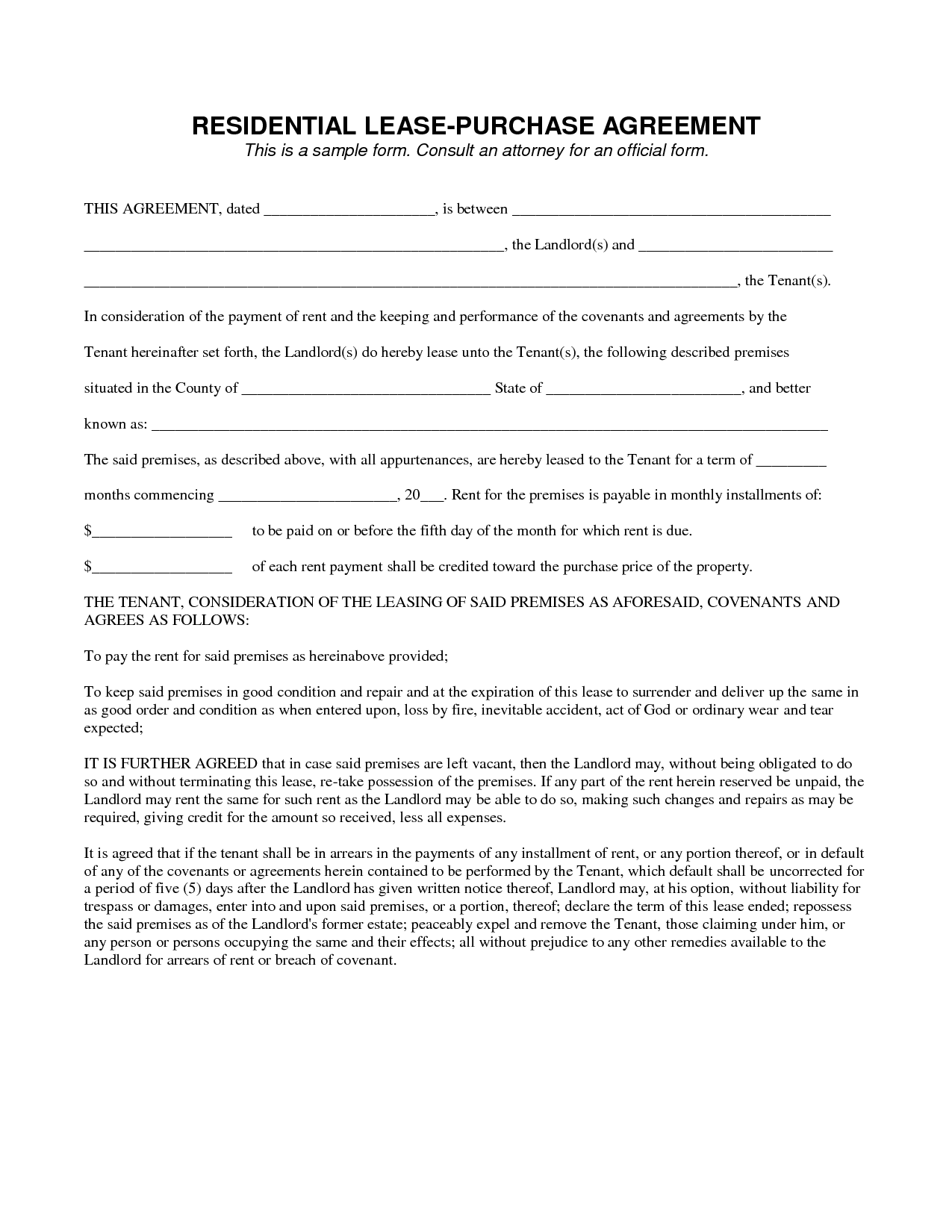 Lease To Own Contract Template legal agreement contract | Legal 