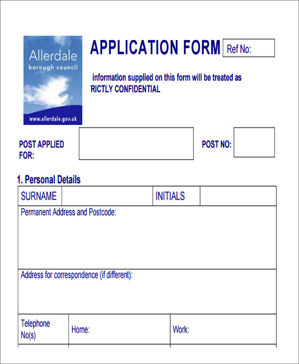 Free Job Application Form Template