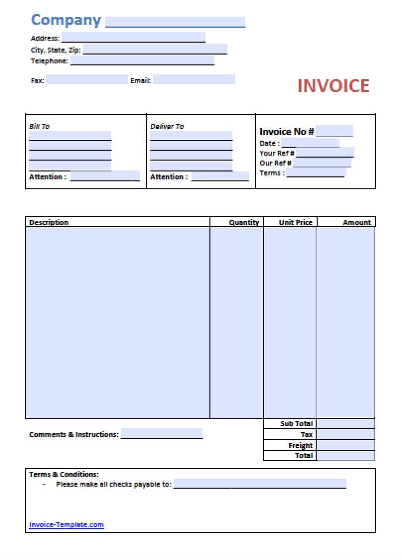 Free Simple Basic Invoice Template | Excel | PDF | Word (.doc)
