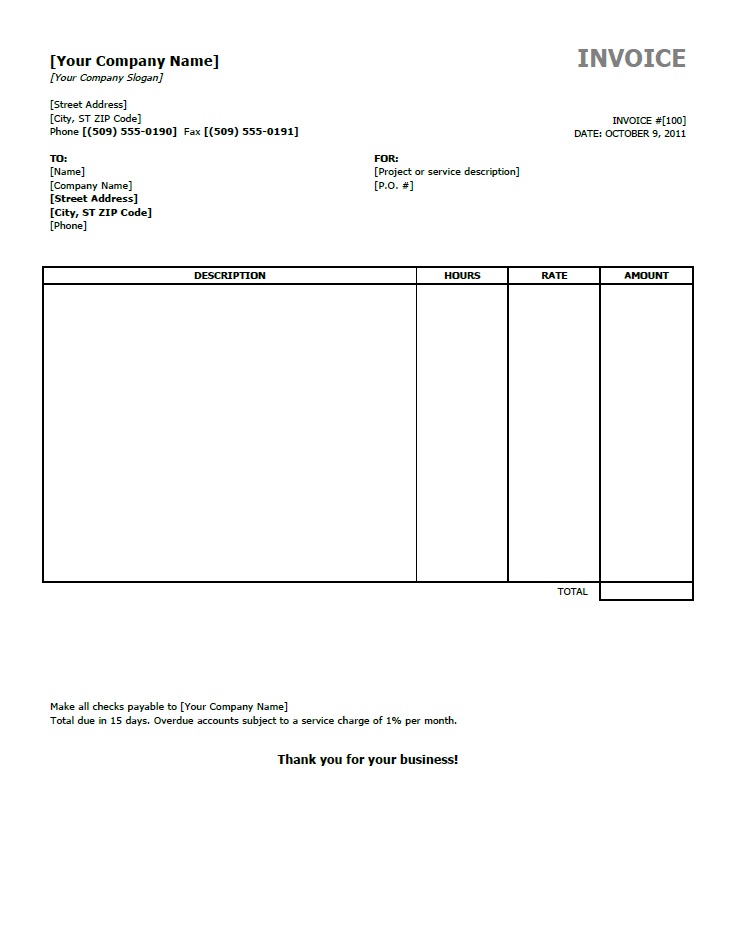 Free Simple Basic Invoice Template | Excel | PDF | Word (.doc)