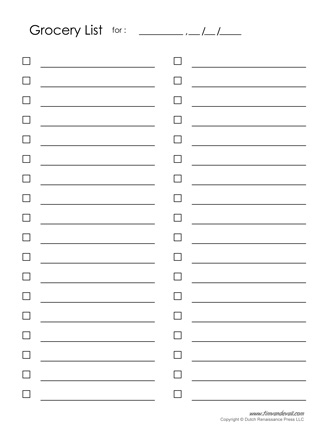 blank printable grocery list template Leon.escapers.co