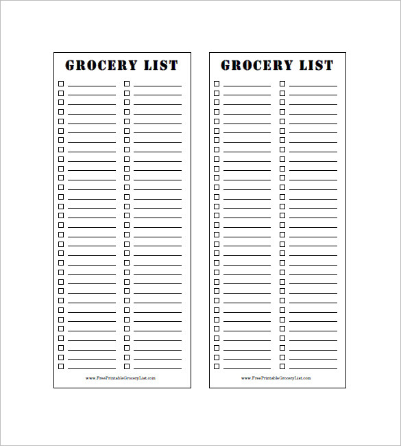 10+ Blank Grocery List Templates PDF, DOC, Xls | Free & Premium 