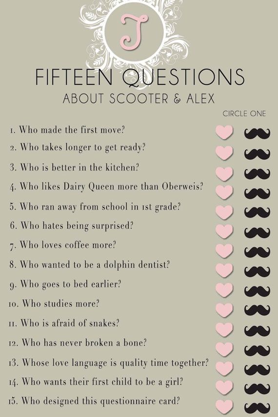 Bridal Shower Questionnaire Template Found on Etsy.A shower 
