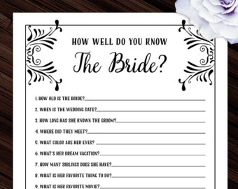 Bridal questionnaire | Etsy