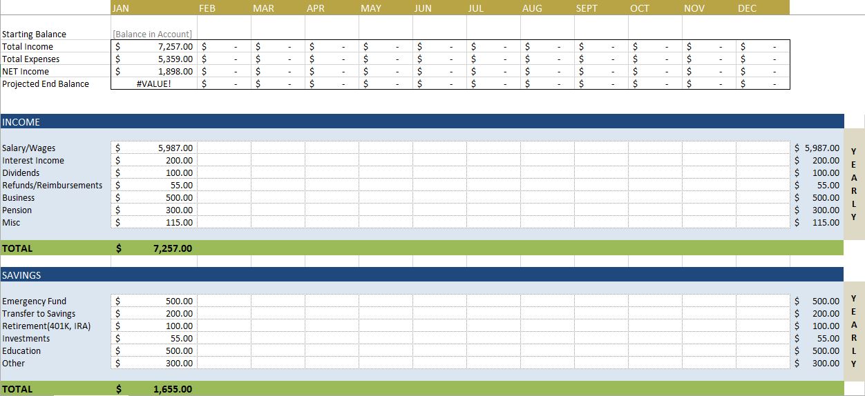 Excel Template Budget | calendar month printable