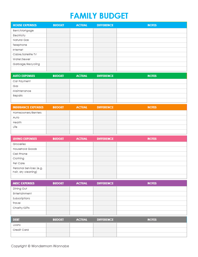 budget worksheet free printable family budget worksheets download 
