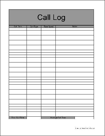 office call log template Ozil.almanoof.co