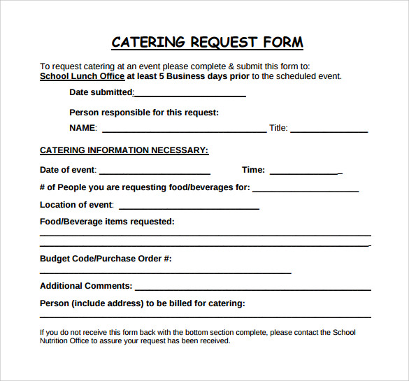 Catering Request Forms