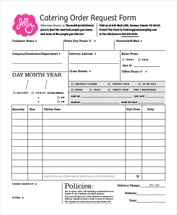 catering request form word document 11 Outrageous Ideas For