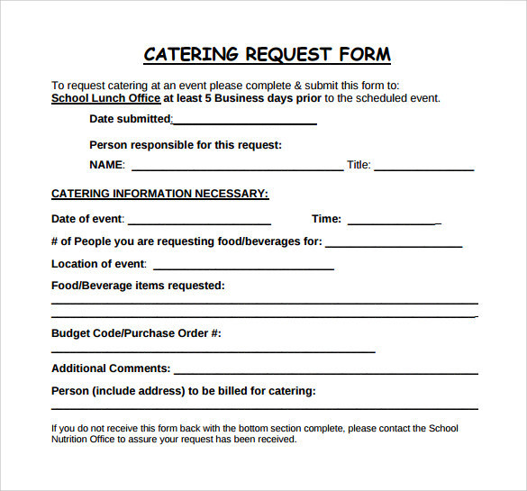 Catering Request Form Template Templates : Resume Examples 