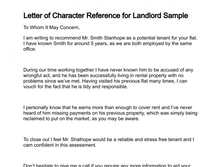 Character reference for flat letter of landlord sample 137 3 ready 