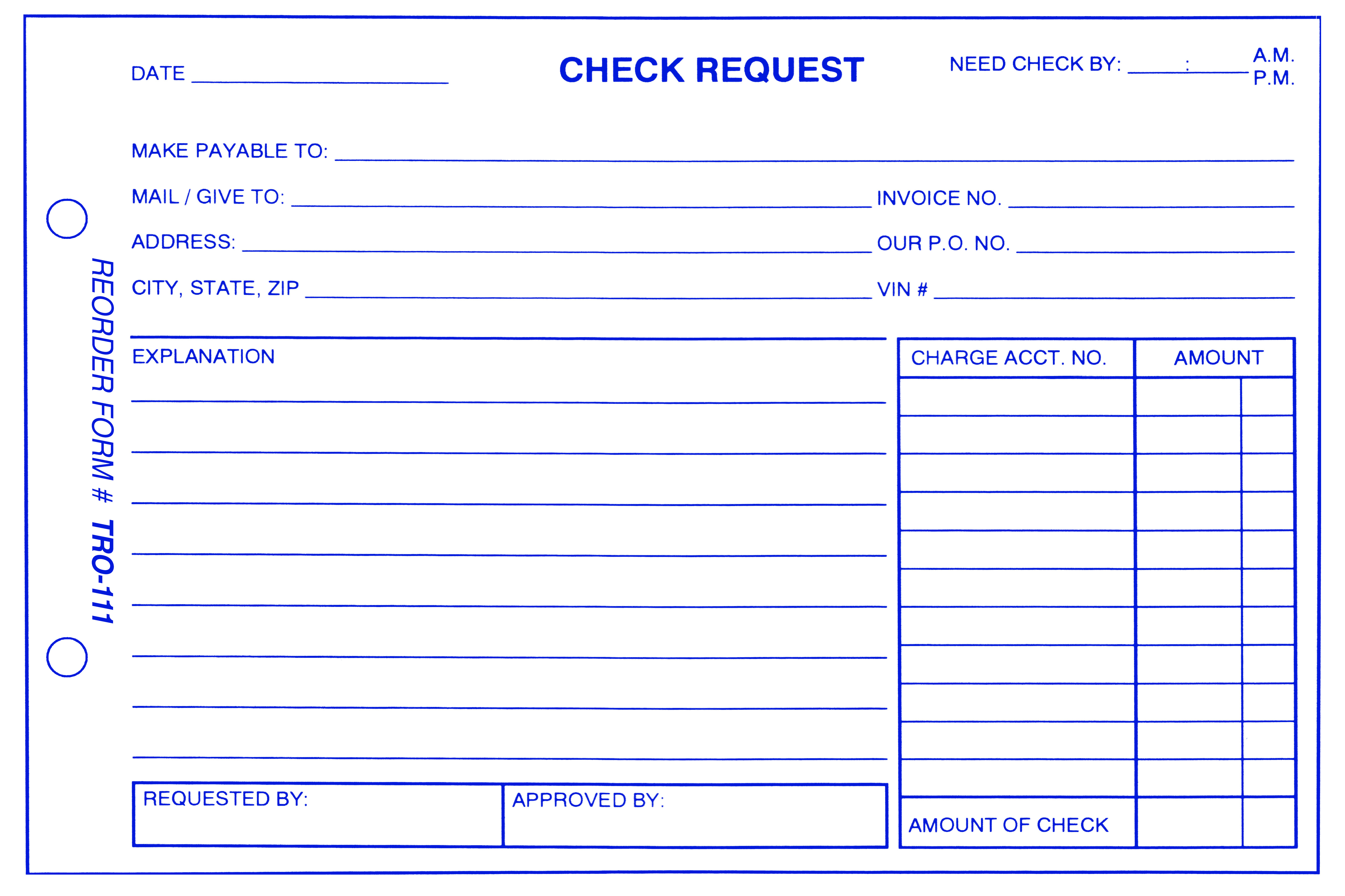Check Request Form Aftermarket Specialties