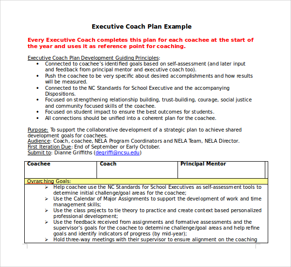 executive coaching proposal template 7 training plan free sample 
