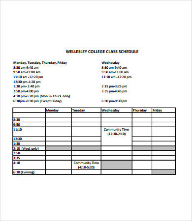 sample college class schedule Ozil.almanoof.co
