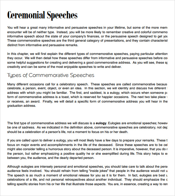 7 Commemorative Speech Examples for Free Download | Sample Templates