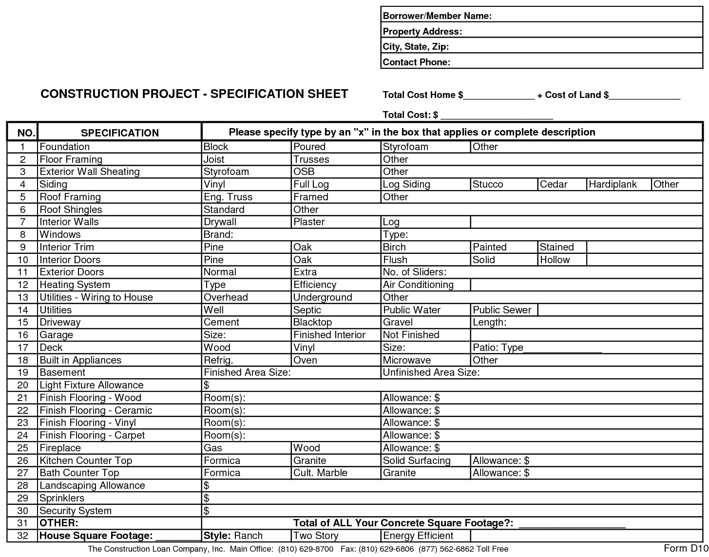 New Home Construction Bid Sheet Home Plans & Blueprints | #82658
