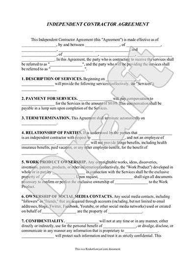 contractor agreement template free independent contractor 