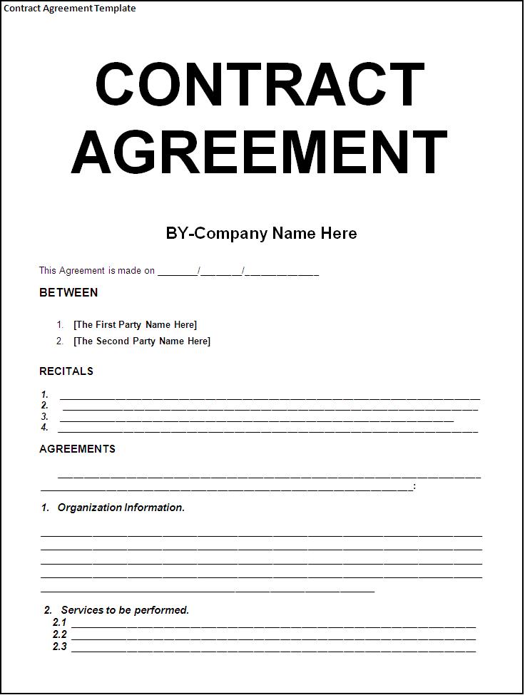 sample contract agreement template free download blank contract 