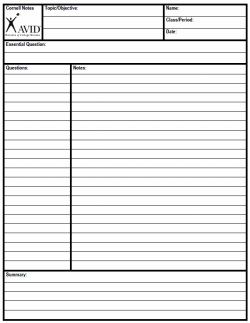 Free Cornell Note Paper | cornell notes intro to cornell style 