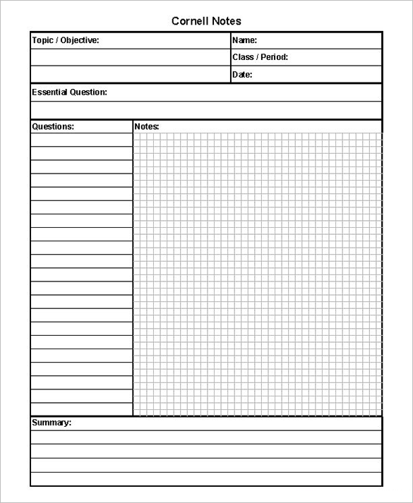 cornell notes template pdf | notary letter