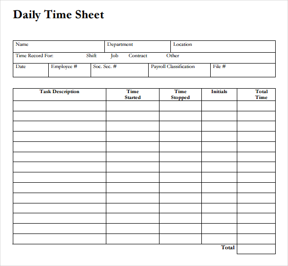 daily timesheet template excel free download Dorit.mercatodos.co