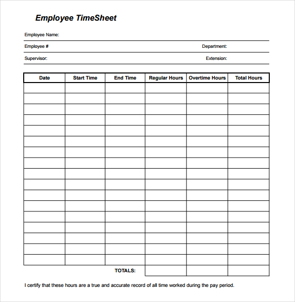 Sample Of Timesheets For Employees Employee Time Sheet Templates 
