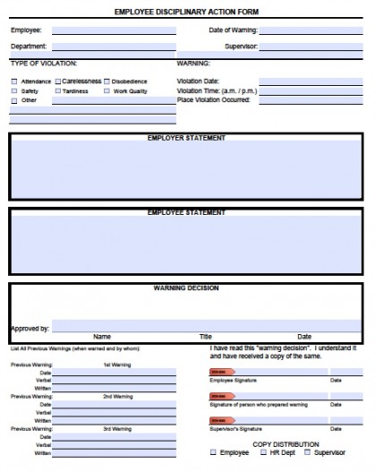 disciplinary forms for employees template disciplinary forms for 