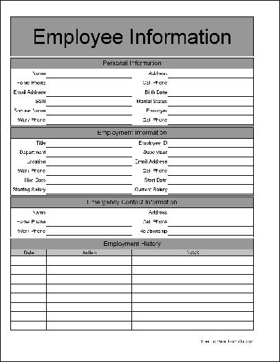 employee form Bare.bearsbackyard.co