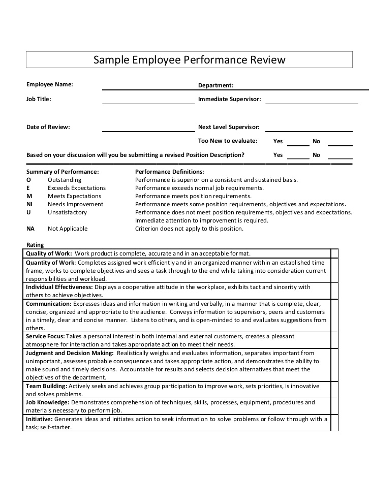 sample employee performance 