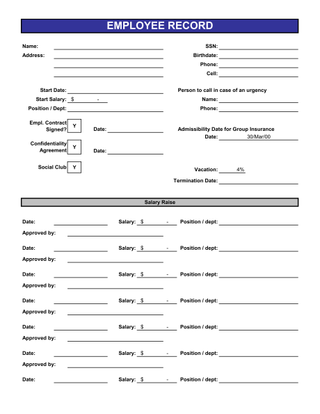 employee record form template employee record templates 26 free 