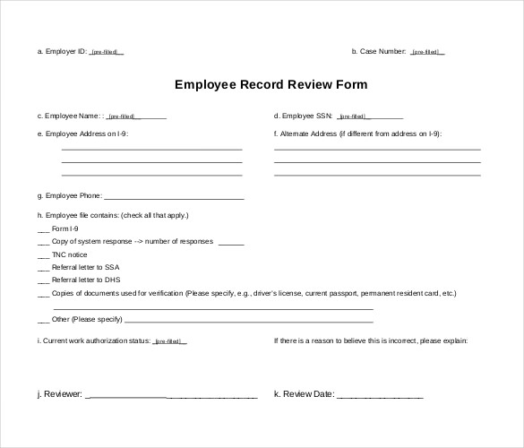employee record form template employee record sheet 