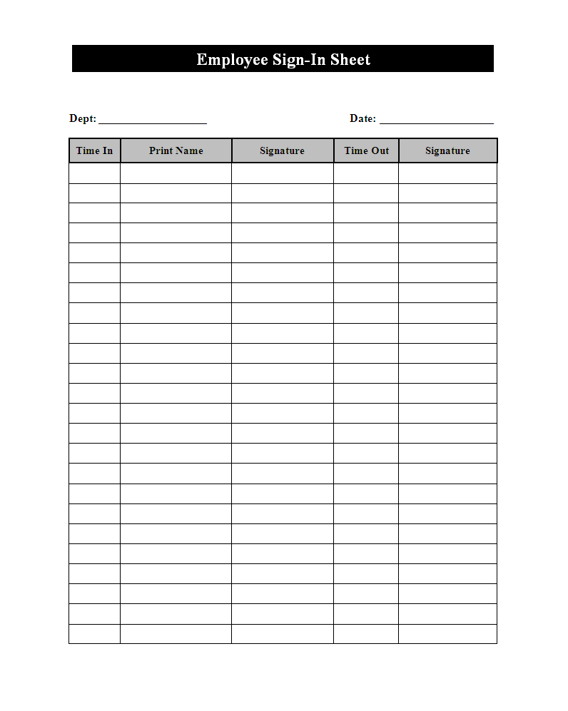 Awesome Collection for Employee Sign In Sheet Template In Proposal 