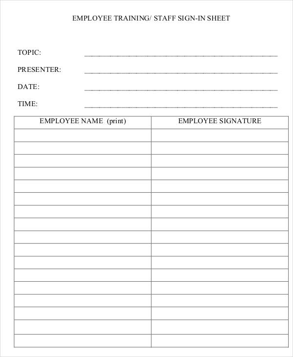 Employee Sign in Sheet Template | eForms – Free Fillable Forms