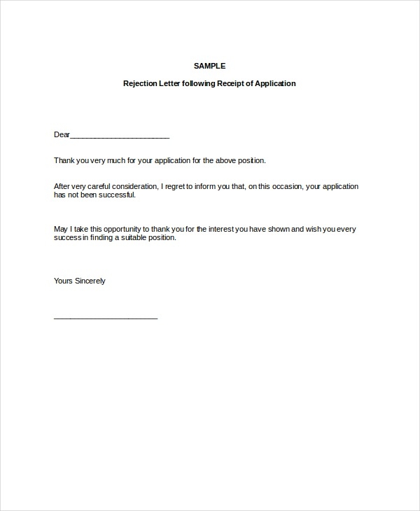 9 Job Rejection Letters Free Sample, Example, Format | Free With 