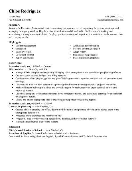 Best Executive Assistant Resume Example | LiveCareer