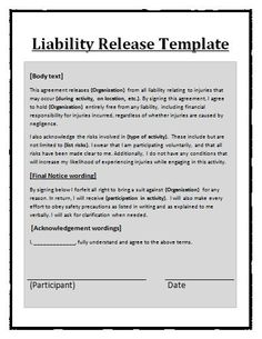 liability agreement template release waiver form template 28 