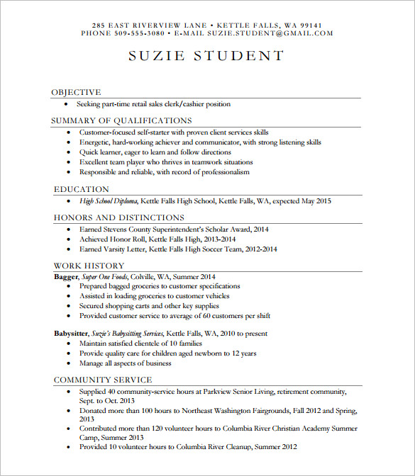 9+ Sample High School Resume Templates, Samples, Examples | Free 
