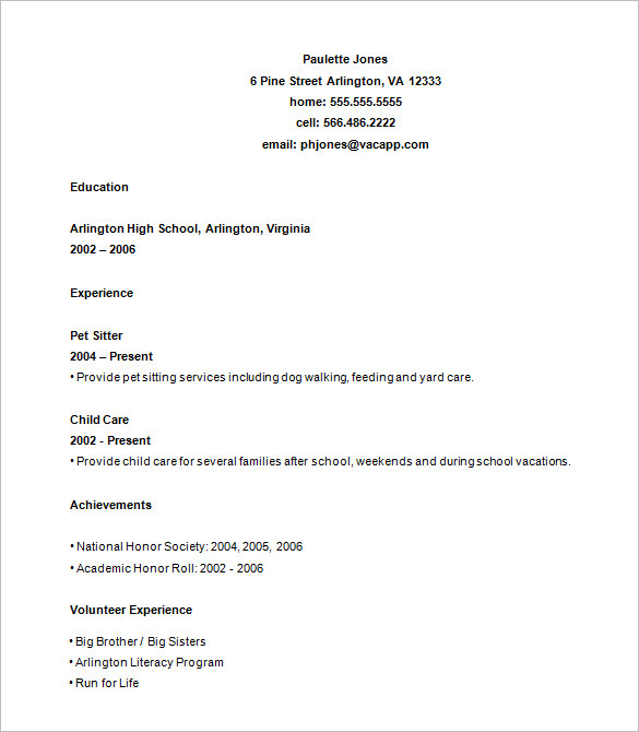 basic resume templates for high school students Onwe.bioinnovate.co