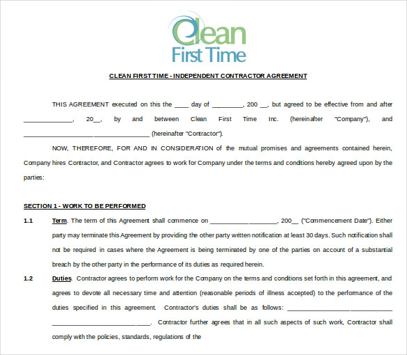 house cleaning contract example Yeni.mescale.co