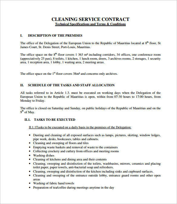 10 Cleaning Contract Templates to Download for Free | Sample Templates