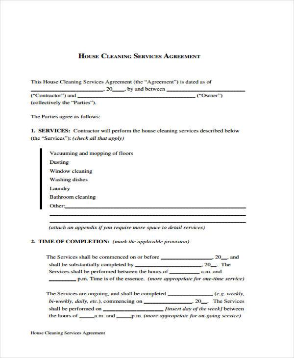 house cleaning contract template Yeni.mescale.co