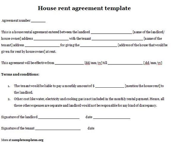 house rental agreement template printable sample simple room 