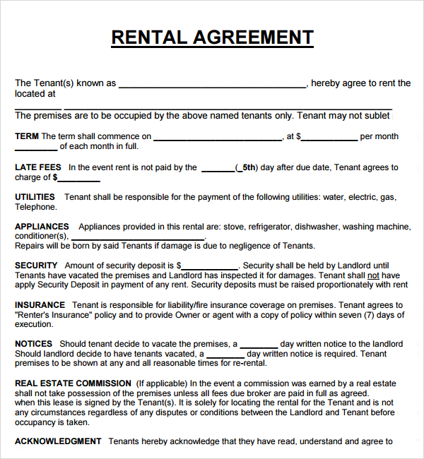 property rental agreement template 20 rental agreement templates 