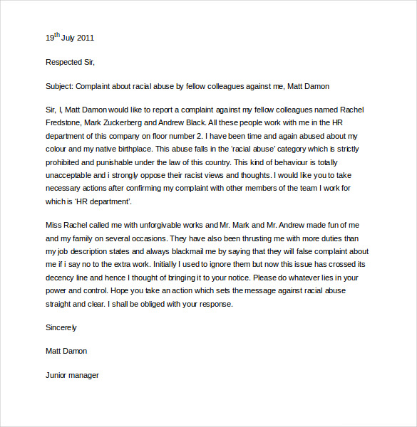15+ HR Complaint Letter Templates – Free Sample, Example, Format 